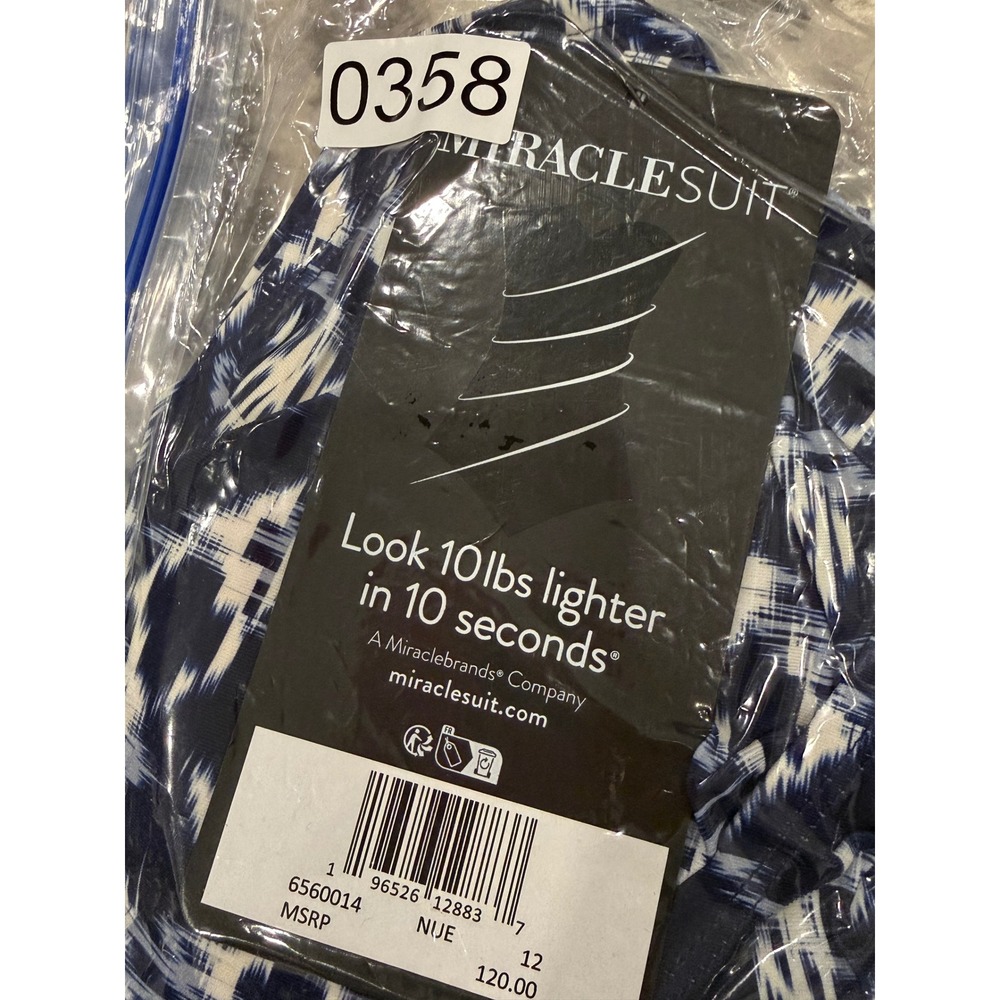 Miraclesuit Womens Navy White Abstract Print One Piece Swimsuit Size 12 NEW - Picture 13 of 13